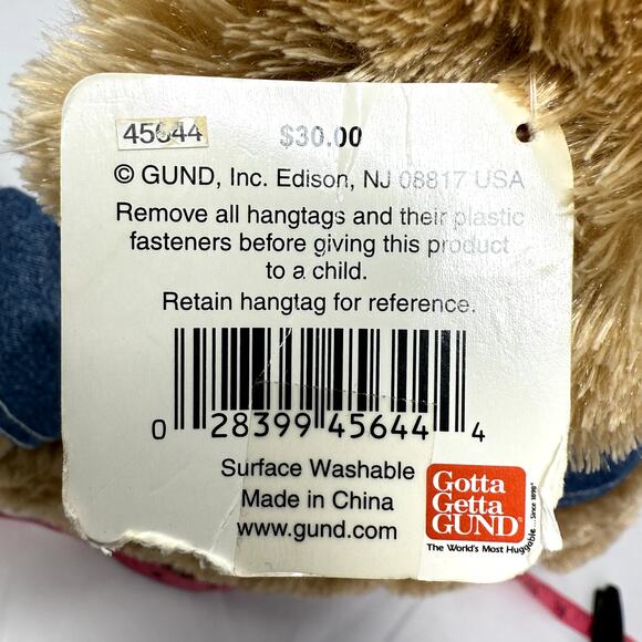 GUND Plush Dog #45544 Tan Stuffed Animal w/ Denim Overalls Exclusive Edition 15" - Picture 5 of 10